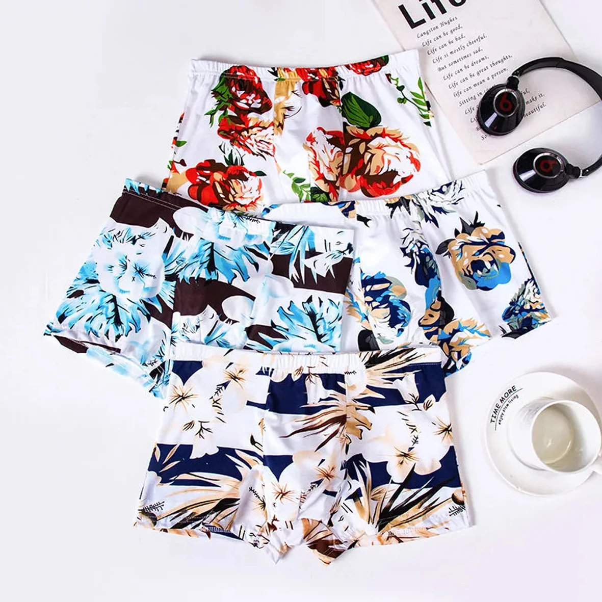 4Pcs Men'sPanties Underwear Boxershorts Men Boxer Men Ropa Interior Hombre Calzoncillos Breathable Hombre Printing Large Size 4
