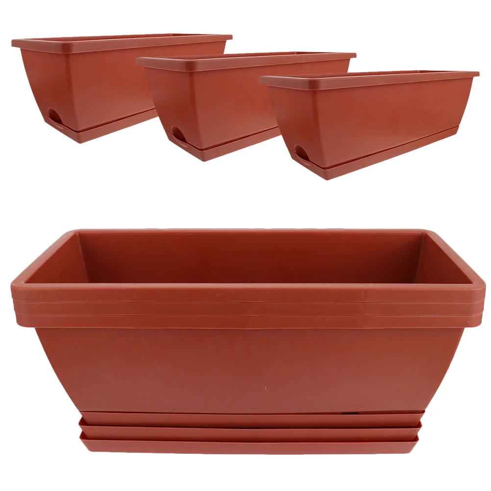 

Flower Pot Rectangular Planter Pots Outdoor Home Flowerpot Stand Plastic Office