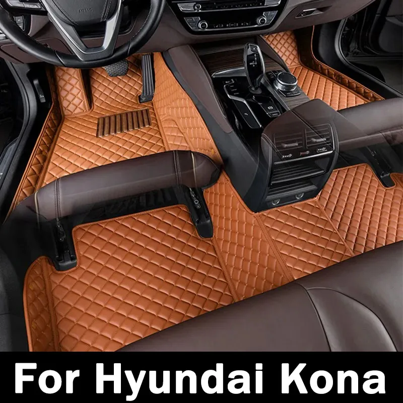 

Car Mats For Hyundai Kona Kauai OS 2018~2022 Leather Floor Mat Rugs Anti Dirt Protective Carpets Interior Parts Car Accessoriess