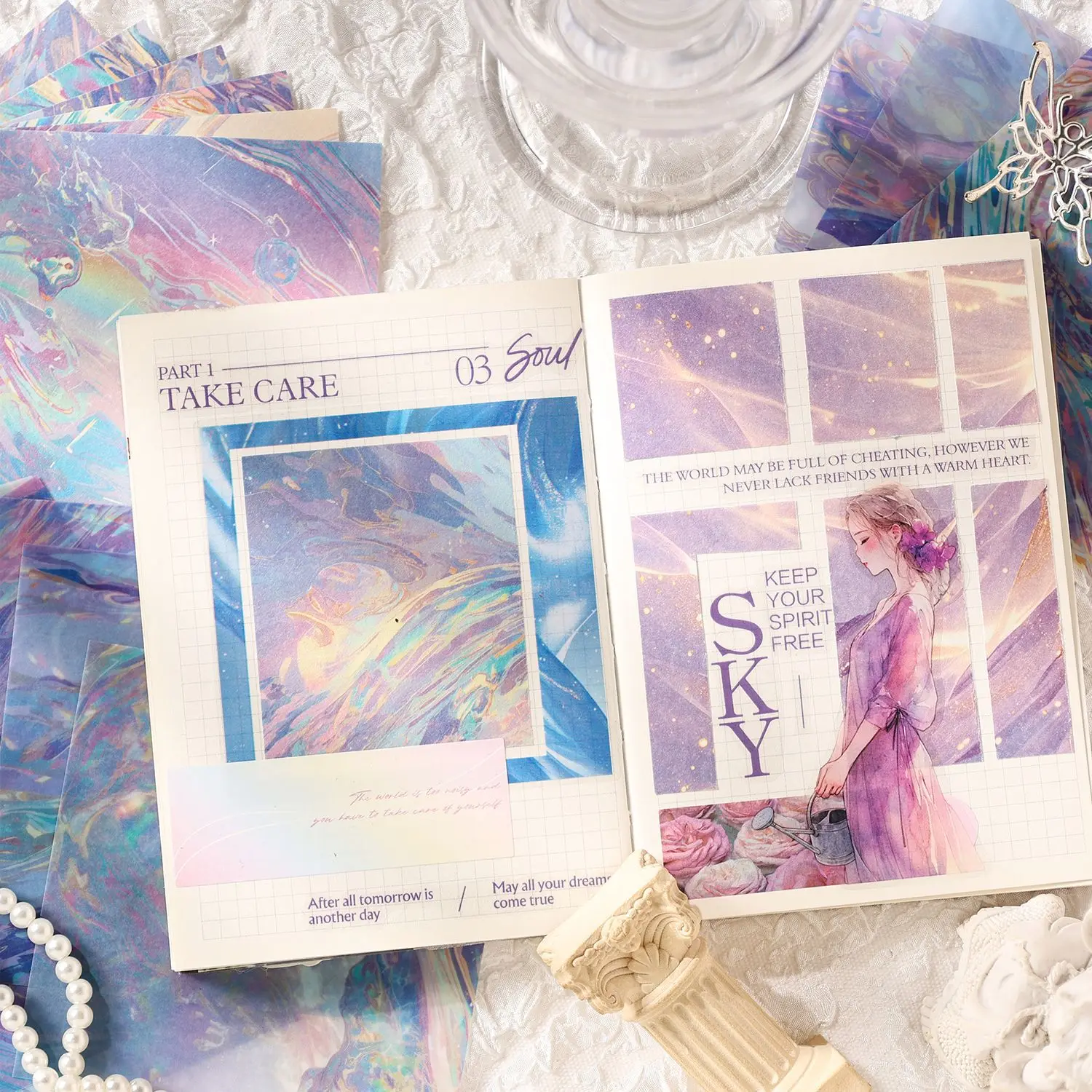Kit di 25 Pezzi di Carta Iridescente Lucida per Scrapbooking, Materiale per Album Fotografici Fai-da-Te, Decorazioni per Artigianato e Diari Creativi - immagine 3