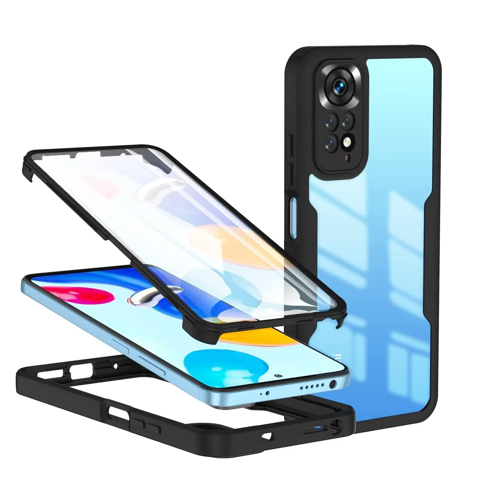360 Gradi Cassa Del Telefono Per Xiaomi Redmi Nota 11 Pro 5G 11S 10 10T 9 Redmi 10 10C 10A 9C 9A 9T Protezione Della Copertura Trasparente_voghion.com