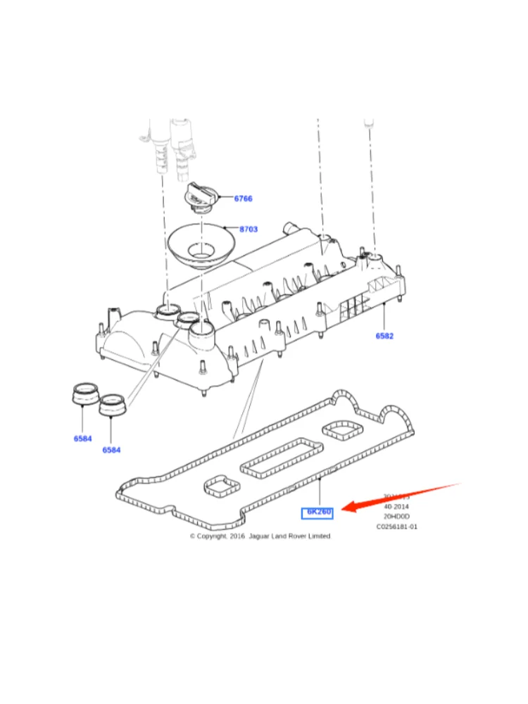 2.0 16V Valve Cap Gasket For Land Rover Discovery Sport 2015 Range Rover 2013 Aurora 2012 LR025664 JDE27464