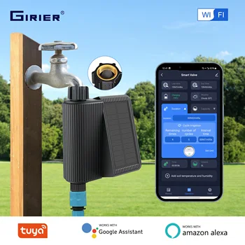 GIRIER Smart Water Timer Solar Powered WiFi Sprinkler Timer with Brass Inlet Automatic Irrigation Controller No Hub Required 1