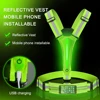 Safety Reflective Vest LED Running Light Adjustable Elastic Vest Jacket Night Warning Work Fishing Vest for Running Cycling 2