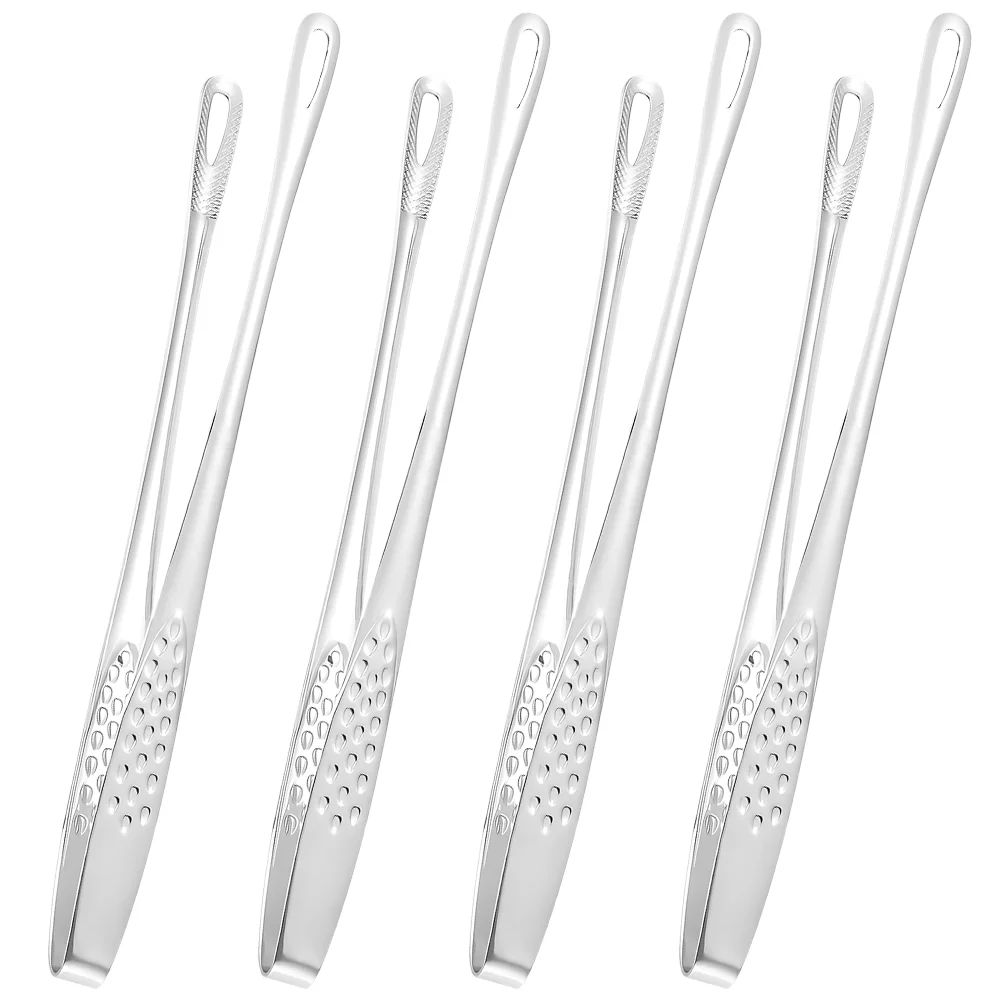 

4 Pcs 304 Stainless Steel Korean Barbecue Tongs Serving Food Steak Bread Grilling Kitchen Clip for Cooking Toast Bbq