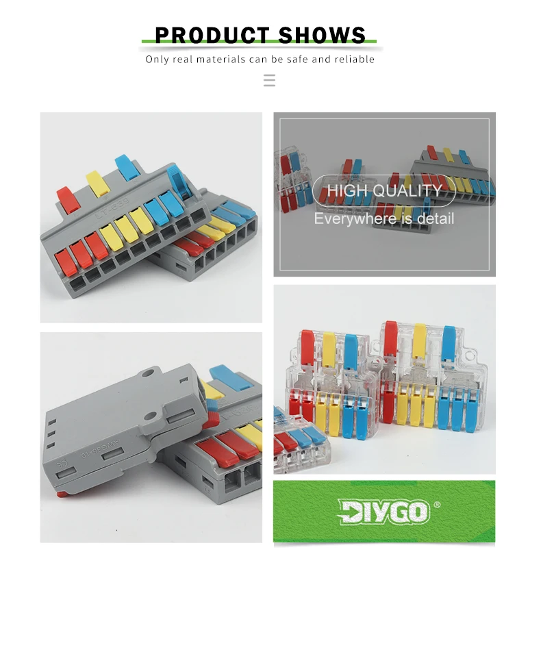 Description Picture 6 of itemQuick Wire Connector Universal Plug-in parallel Cable 4/6Pin Butt Home Terminal Block 1 In Multiple Out Junction Box 35-10AWG