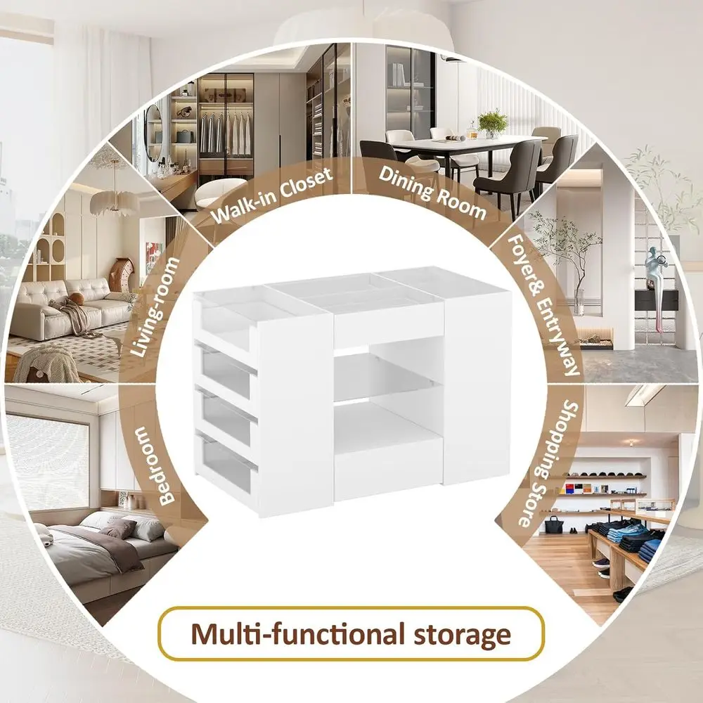 White Wardrobe Island with Drawers 6