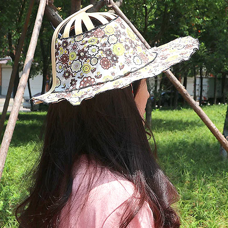 Spring And Summer Sun Shading Bamboo Fashion Foldable Multifunctional Beach Tourism Fan Hat Caps Japanese Decor_voghion.com