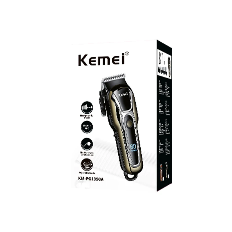 Professional Cordless Men Hair Trimmer Kemei KM-PG1990A Portable Rechargeable Electric Hair Clipper Cutter