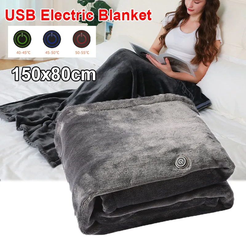 150x80cm Washable USB Electric Blanket Smart Thermostat Flannel Lambskin Nap Heating Pad Household Office Warm Body Blanket