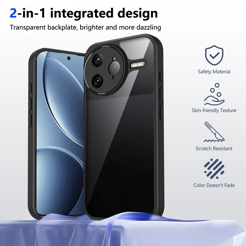Enhanced Transparent Silicone Shockproof Clear Phone Case Cover with PC Back and TPU Bumper