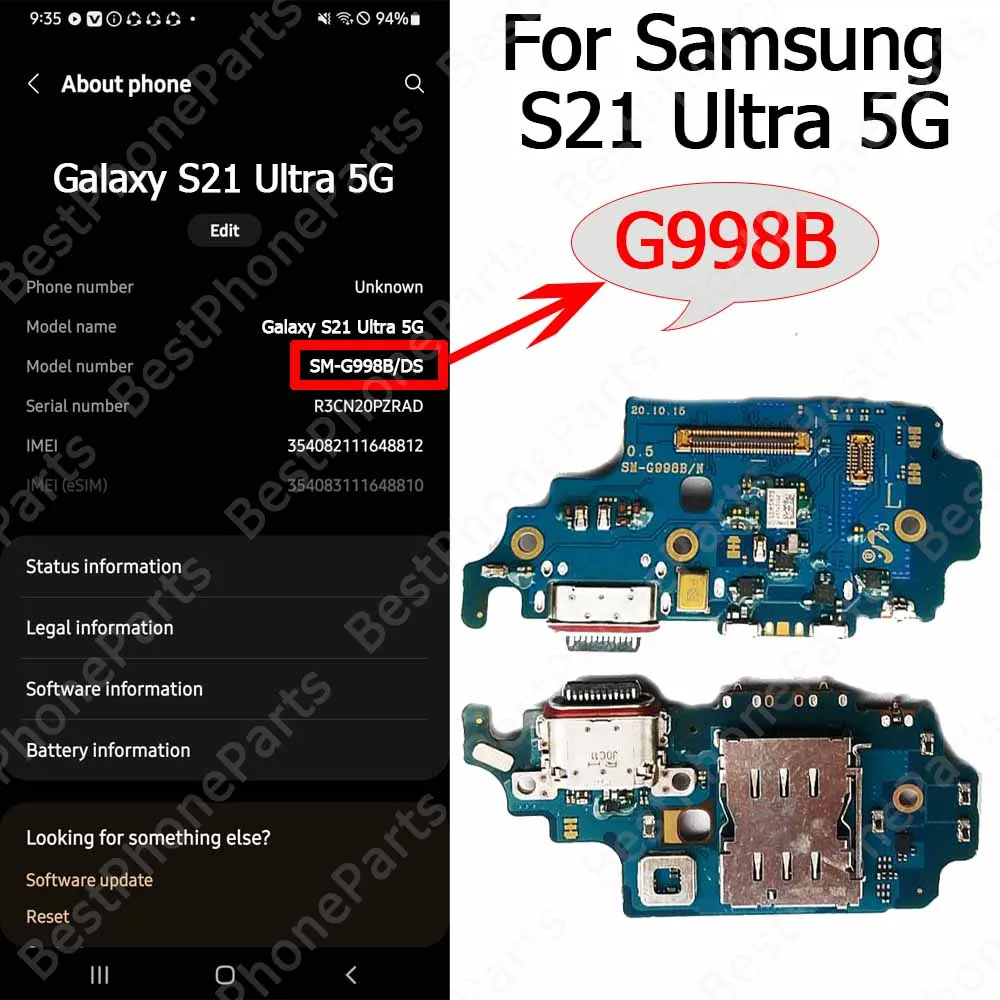 Universal Charging Port Board with USB Connector for Samsung Galaxy S21 Series