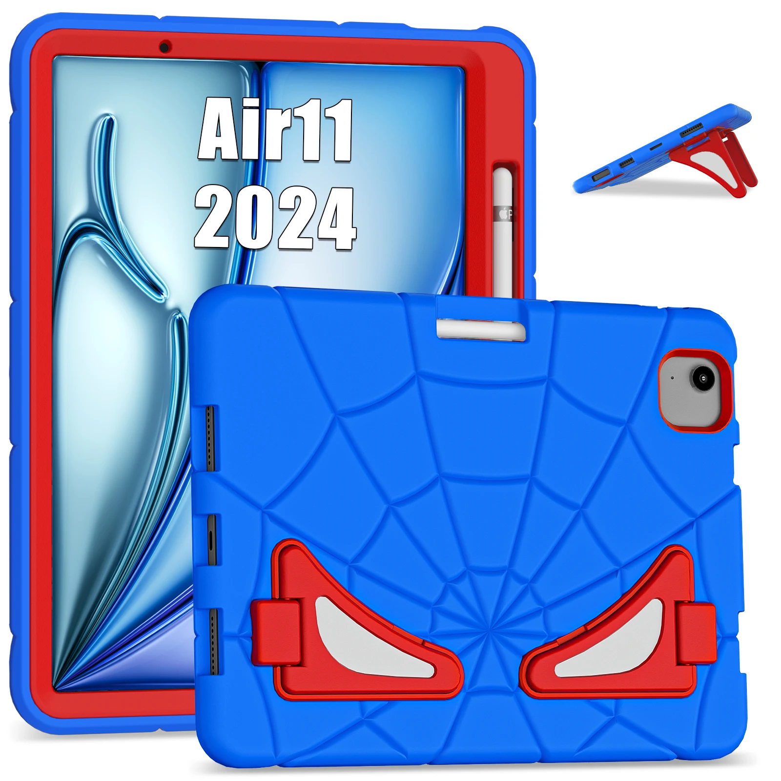 Children's Spider Shockproof Tablet Case with Kickstand and Pen Slot - Silicone + PC Protective Cover