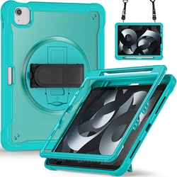 Enhanced 360 - Degree Rotating Shockproof Tablet Case with Hand Strap Cover - Pro 11 2021 (Light Blue)