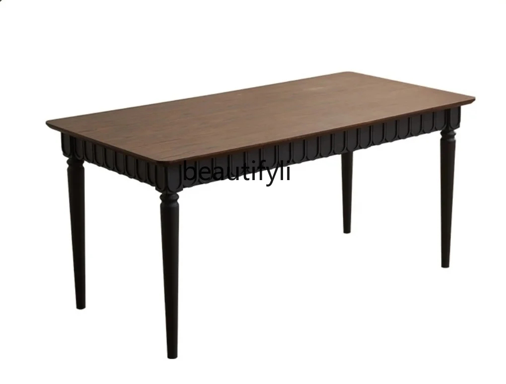 

Japanese Style Solid Wood Household Dining Table Chinese Style Color Matching Small Apartment Log Retro Desk Art Designer