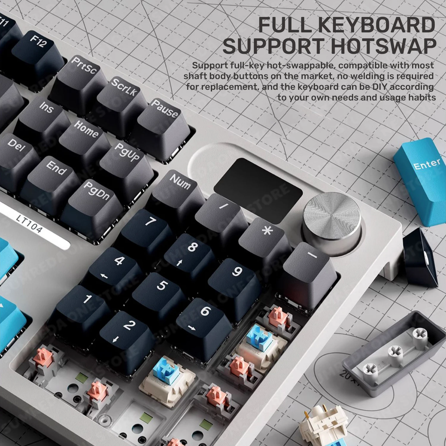 Teclado Mecânico sem Fio Gaming Teclado com Fio Bluetooth Rgb Hotswap Gamer 104key 2.4g Langtu-lt104 - Imagem 6