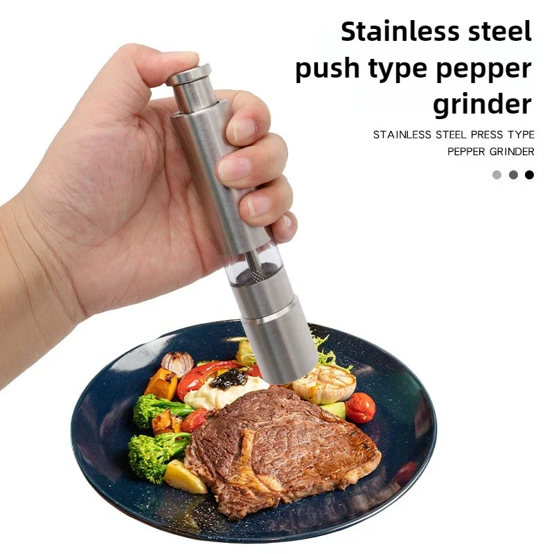 Premium Stainless Steel Manual Spice Grinder-Adjustable Salt & Pepper Mill with Ceramic Core, Durable Kitchen Tool