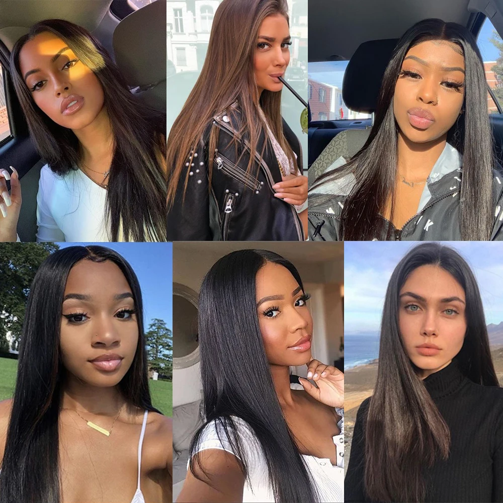 Synthetic Hair Weaving Bundles with Closure Long Straight Black Weave Hair Extensions 6 Bundles with Closure for Women X-TRESS