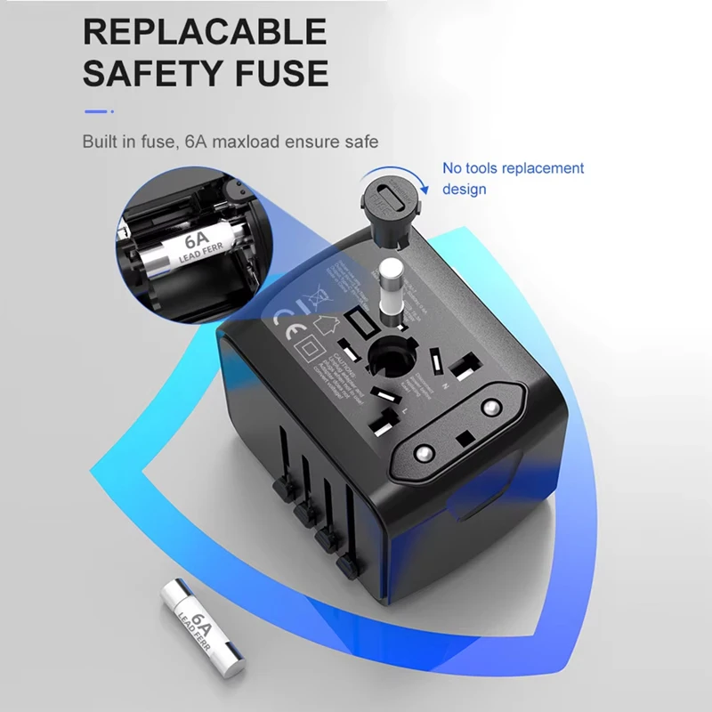 Xiaomi Socket Universal Travel Adapter 4 USB Ports Fast Charging Global Travel Plug AC Socket Home Improvement Device plug adapter power adapter power plug adapter ac power socket plug converter