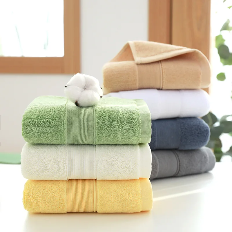 

Soft Solid Color Cotton Towel Hotel Level Thickening Absorbent Bathroom Face Towel Sauna & Spa Large Bath Towel Beach Towel