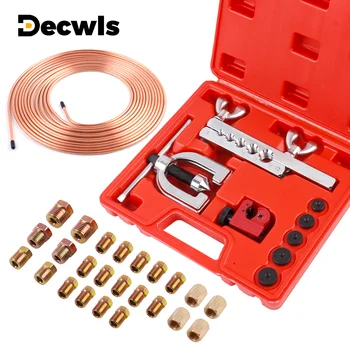 25ft 3/16″ Copper-Coated Brake Line Kit with Double & Single Flaring Tool – Includes Fittings 1