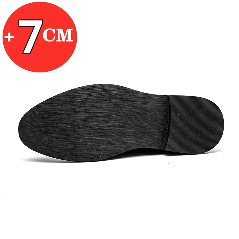 7cm elevator men dress heightening leather formal shoes brogue business wedding oxfords suit
