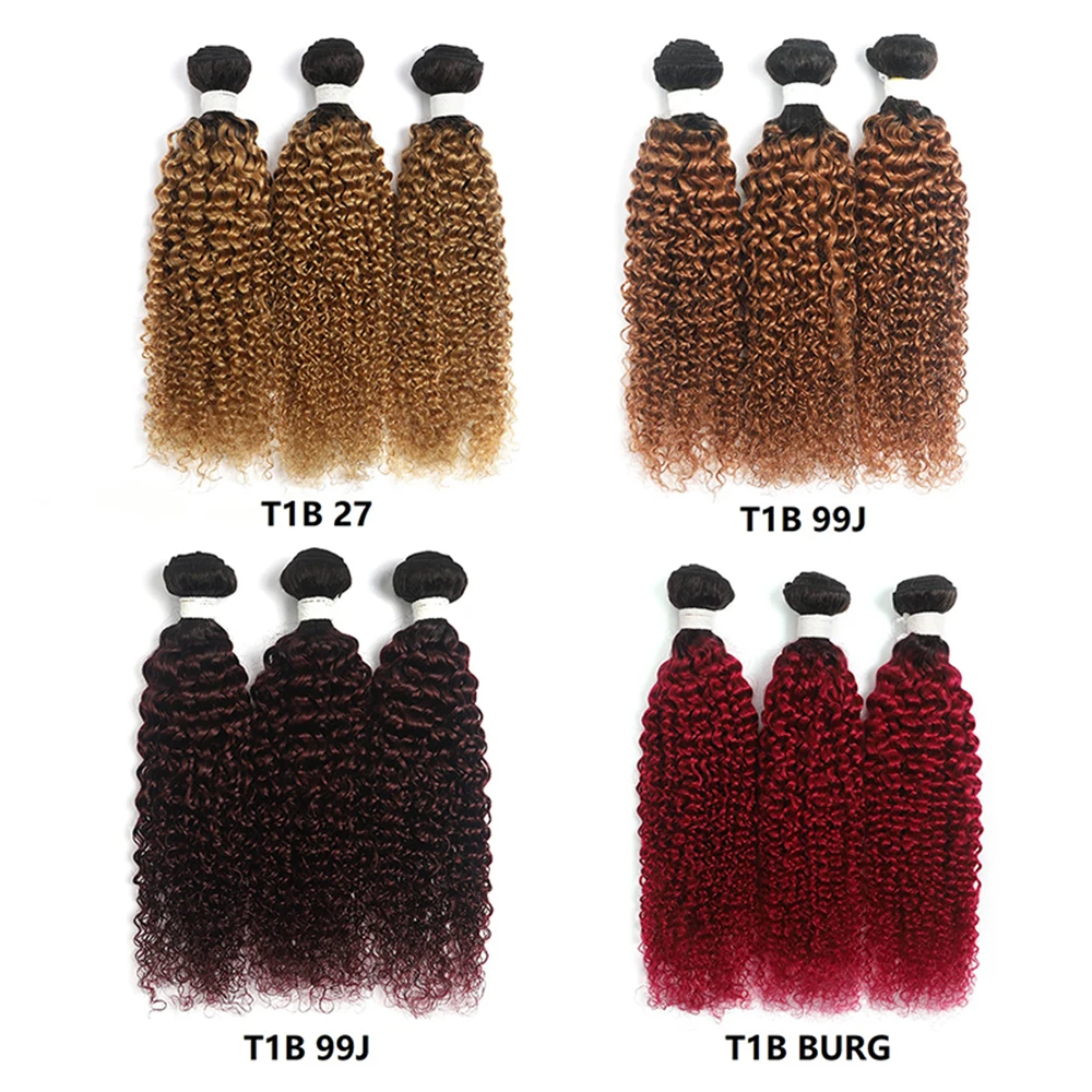 Human hair extensions human hair bundles Kinky Curly Human Hair Weave Bundles 1/3 Pcs Ombre Blonde Red Brown Brazilian Human Hair Bundles Remy Extensions IJOY