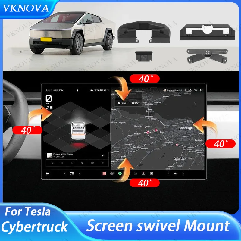 Screen Swivel Mount For Tesla Cybertruck Screen Rotating Bracket 4 Way Adjustment Center Console Display Monitor Rotate Holder