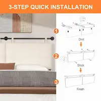 Wall Mounted Upholstered Headboard with Linen Fabric, Beige King Size for Bedroom Decor 2