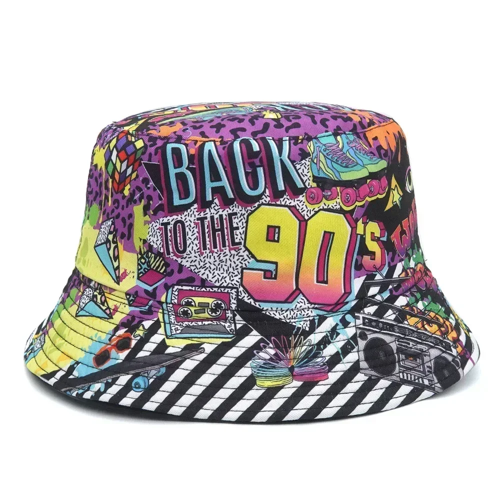 Bucket Hat Fashion Print 90's Panama Female Vintage Fisherman Unisex sun hats fisherman hat denim bucket hats sunscreen hats bucket hats sun hat