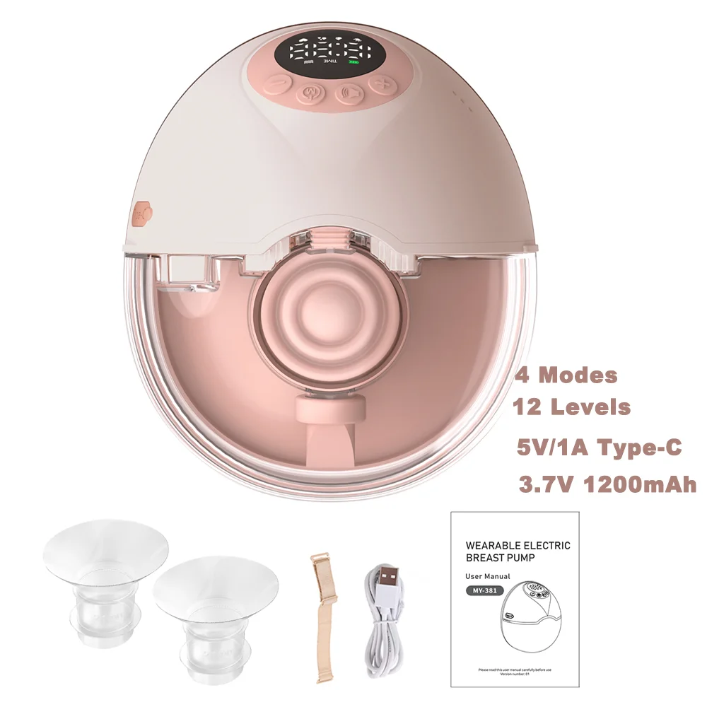 Wearable Electric Breast Pump Hands Free 4 Modes 12 Suction Level 160ml Collector