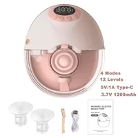 Wearable Electric Breast Pump Hands Free for Breastfeeding 4 Modes 12 Suction Level Voice Broadcast Low Noise 160ml Collector 1