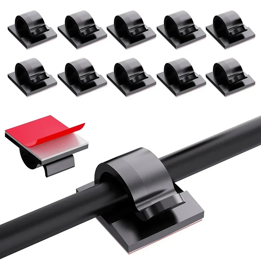 20/40Pcs 와이어 보호기 케이블 클립 고정기 홀더 자체 접착식 데스크 정리 ..