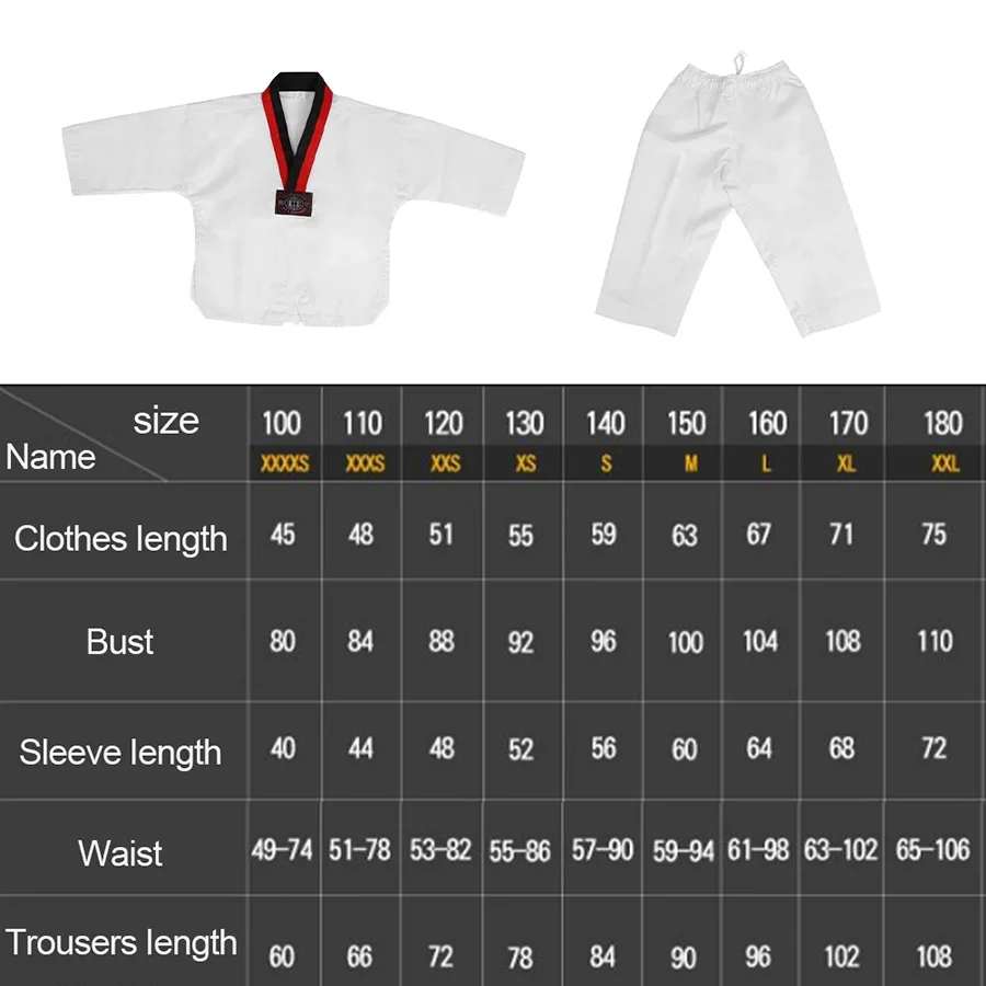 New Long Sleeve Gi Uniform TKD Costumes Clothing White Taekwondo Uniforms WTF Karate Judo Dobok Clothes Children Adult Unisex