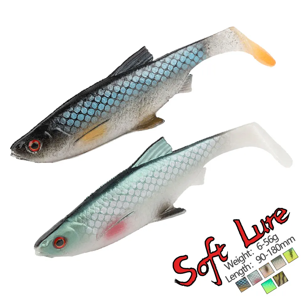

6G/19G/56G Artificial Soft Lure 90mm/130mm/180mm Rubber Swimbait Silicone Wobbler Fishing Bait Bass Trout Pesca Tackle