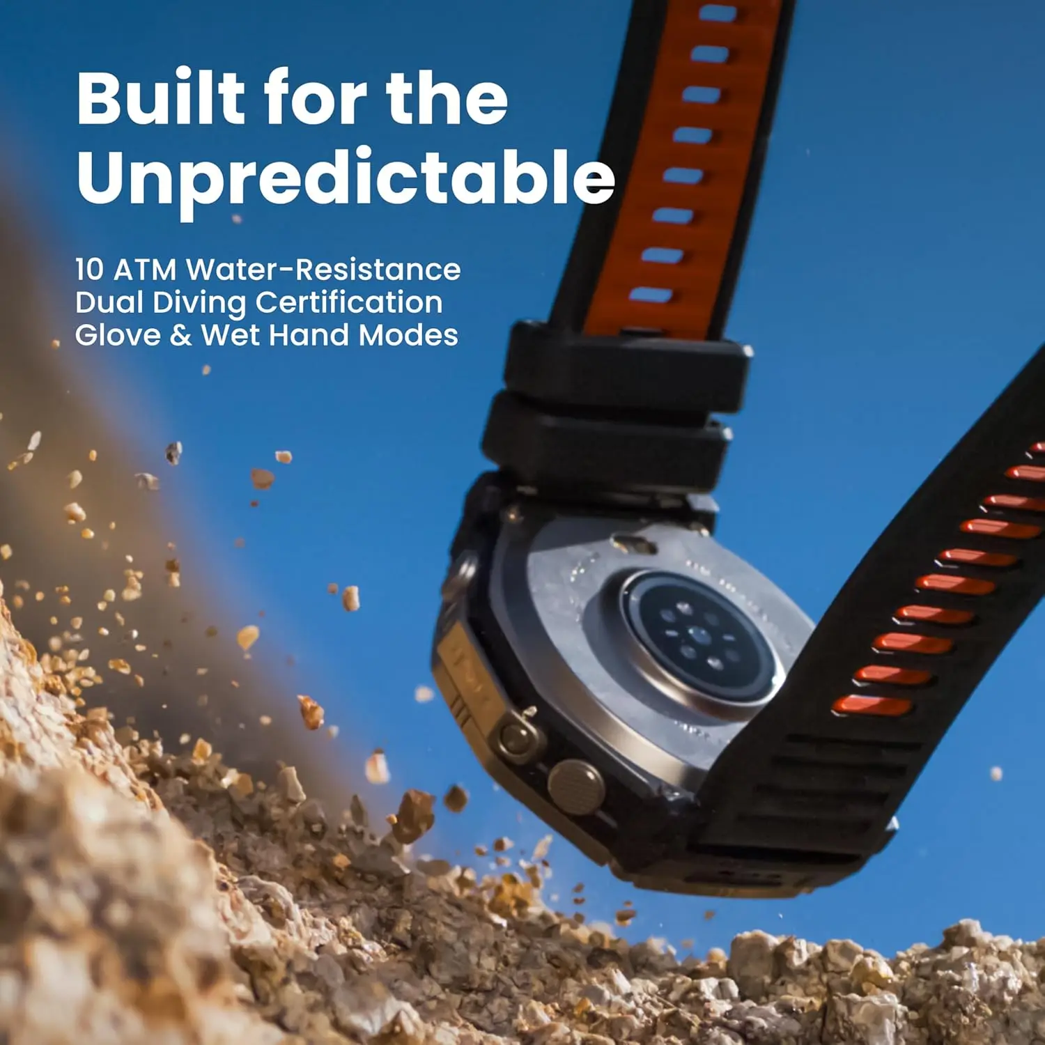 Amazfit T-Rex Ultra 2 Smartwatch para atividades ao ar livre, Corpo em titânio de 51 mm, Tela AMOLED de safira de 1,5'', GPS de banda dupla, Lanterna, 30 dias de bateria, Mapas offline, 10 ATM, 180+ modos esportivos