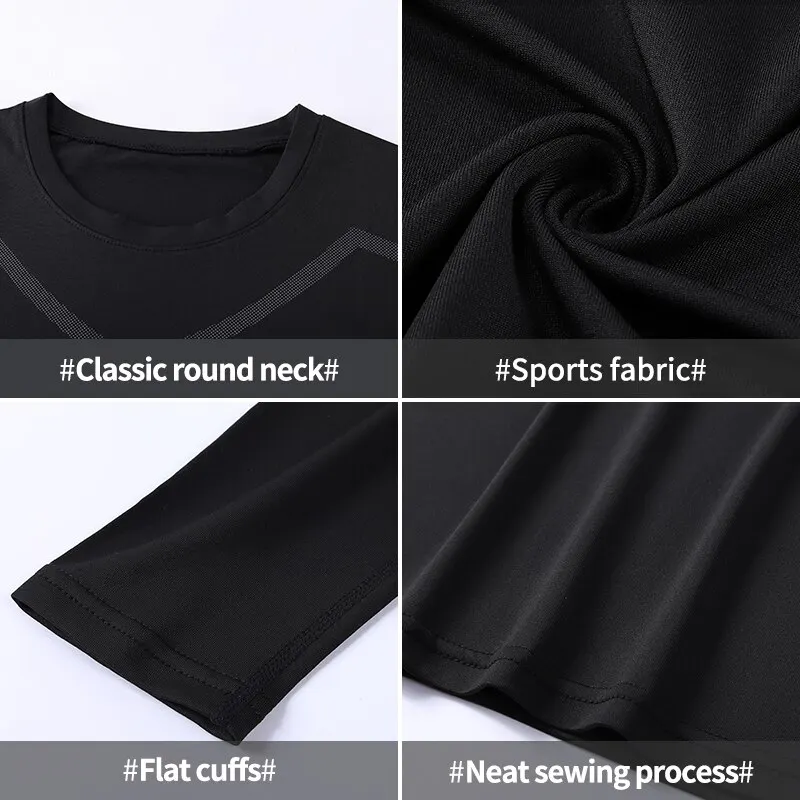 Sport T Shirt Quick Drying Tight Fitting Suit For Men Long Sleeved Sports Cycling Running Fitness Football Training Basketball