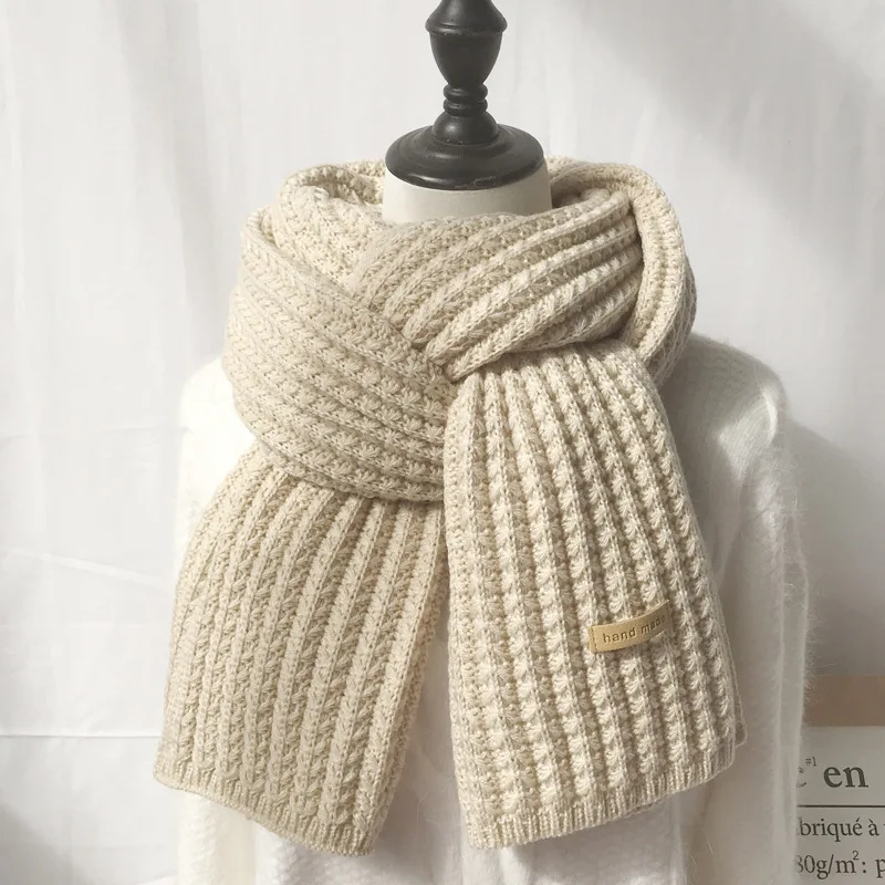 

Women Winter Scarf Knit Spring Unisex Thick Warm Winter Scarves Long Size Male Faux Cashmere Warmer Soft Women Scarves 2022