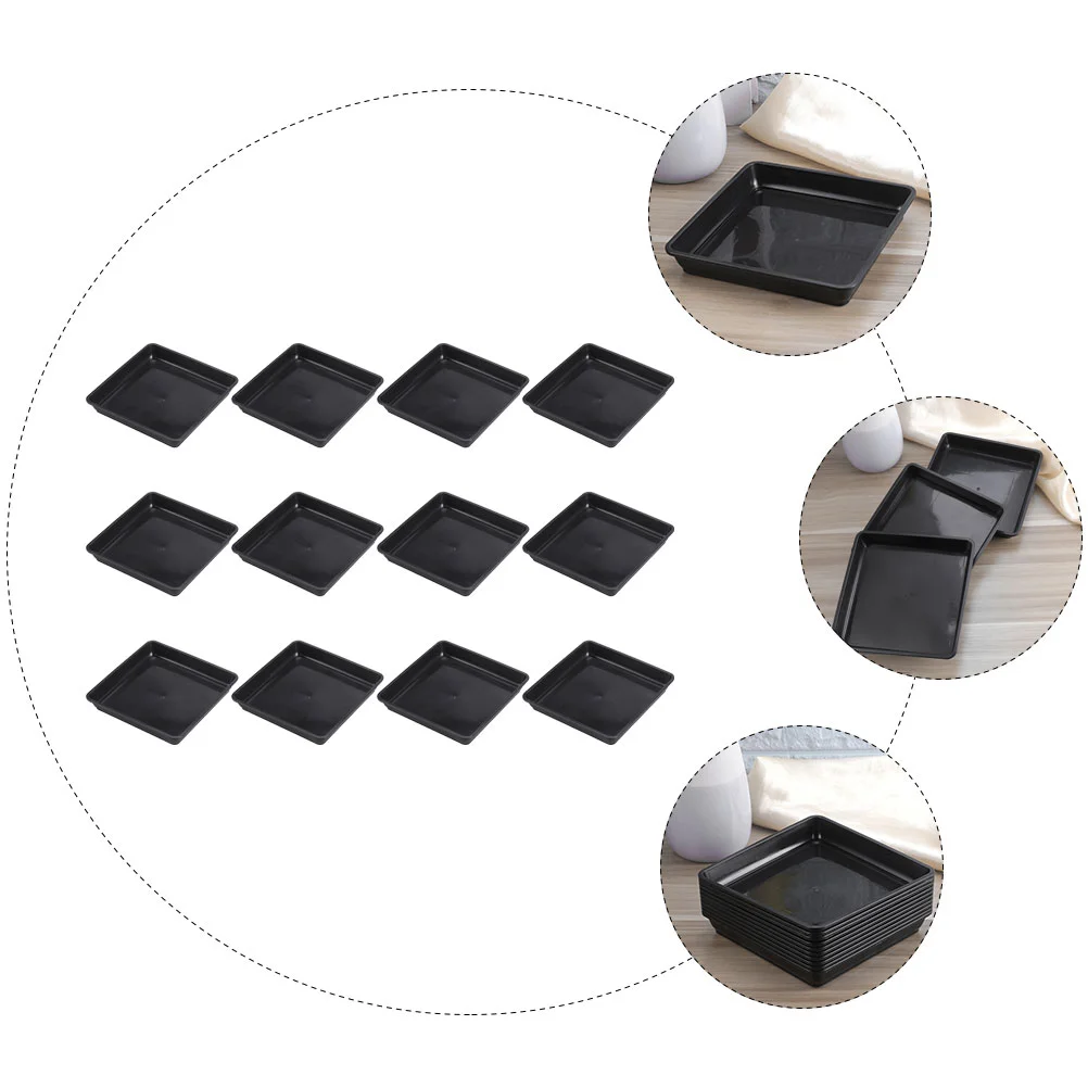 Square Flower Pot Tray 12 Pcs Flowerpot Base Plant Pot Bottom Trays Gardening Water Tray Bonsai Plate Ground Basin Durable for Plant Saucer Plastic Plant Saucer