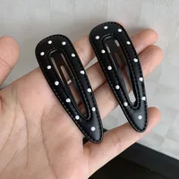 2Pcs Bla White Polka Dot Leather Hair Clips Women's Bangs BB Clips Sweet Cool Simple Hairpin Girl Hair Accessories - Image 5