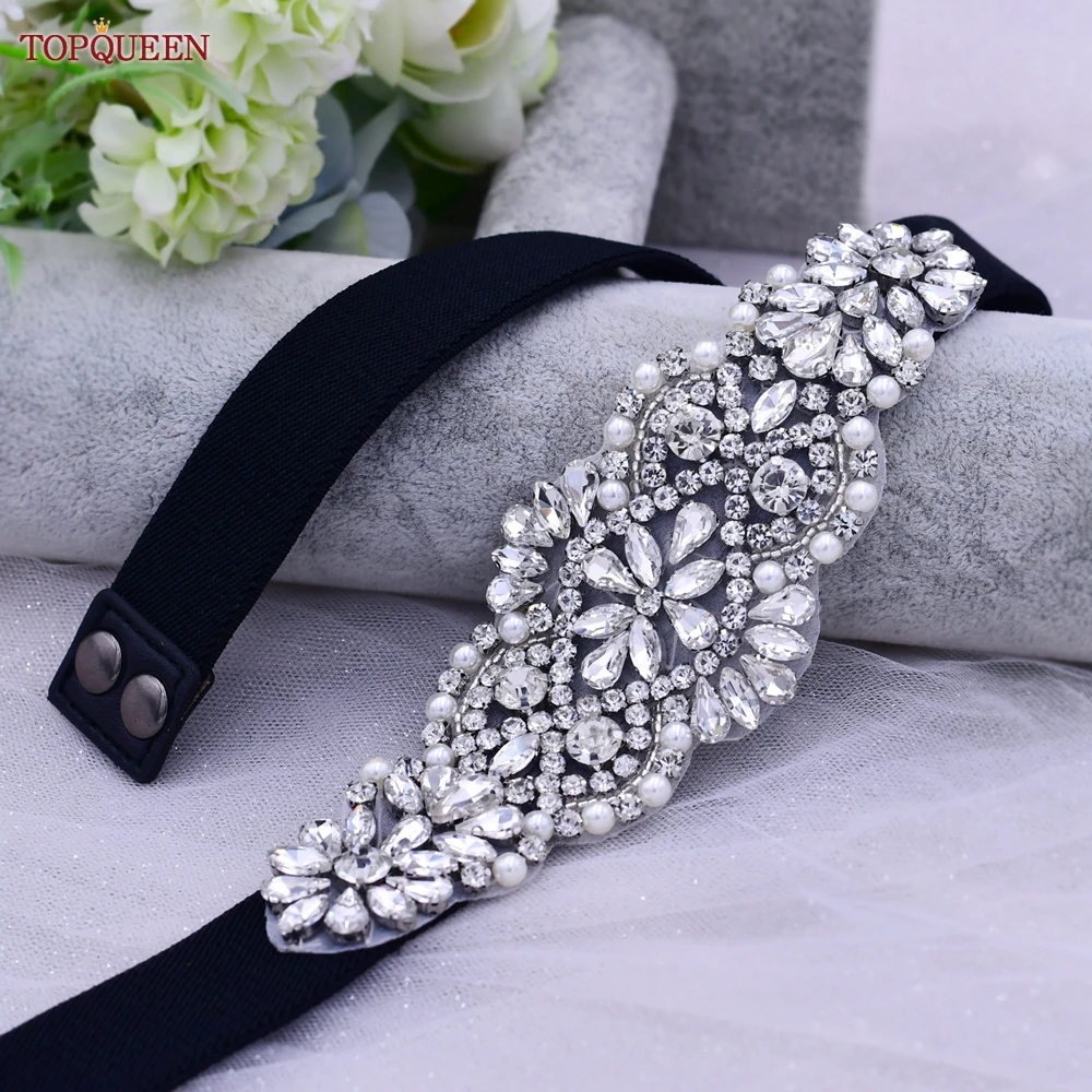 TOPQUEEN S01-B Frauen Schwarz Elastische Gürtel für Party Abendkleid Kleid Strass Weiblichen Glänzenden Bund Mode Täglichen Luxuriöse – Detail 18