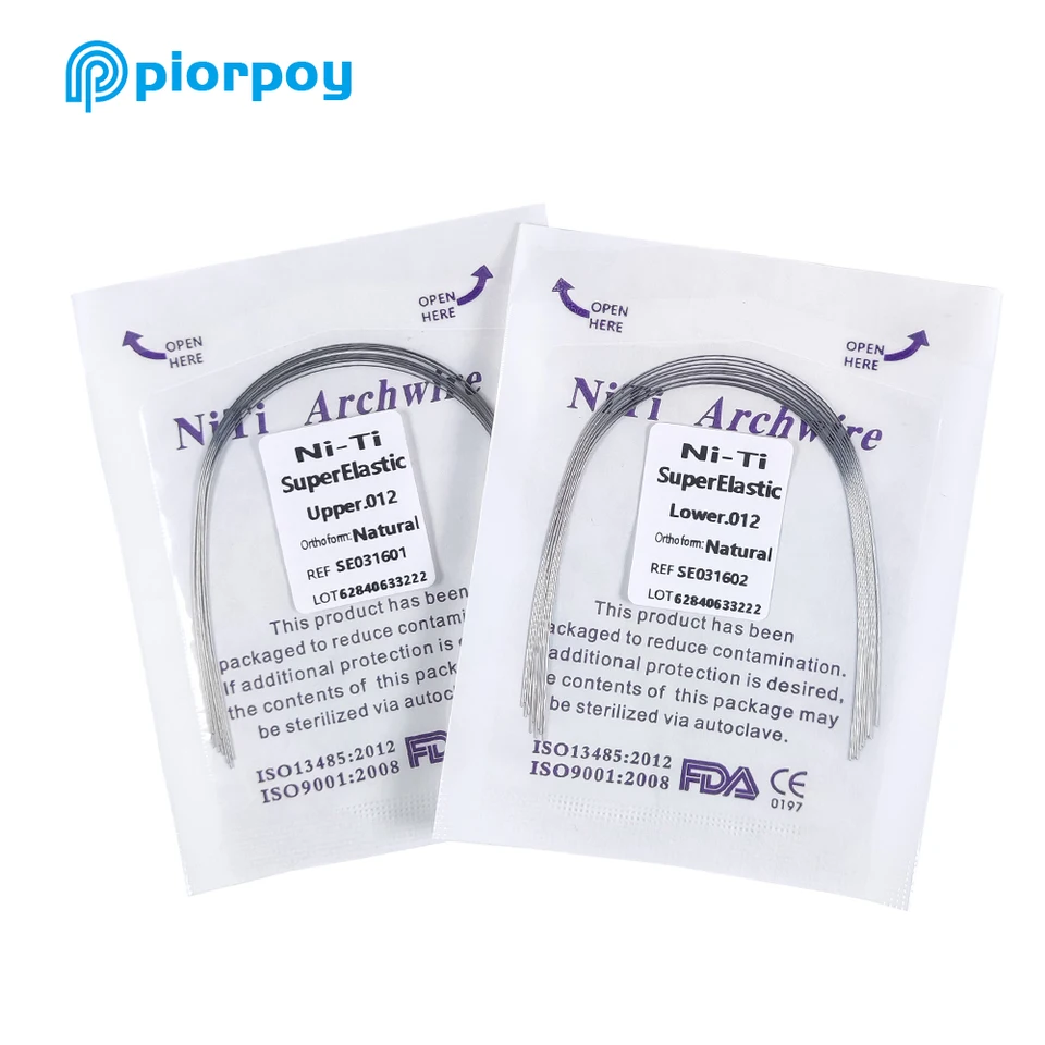 Filo Dentale Super Elastico AZDENT 100 Fili Ortodontici Super Elastici NITI - Forma Rotonda/ovale, Per Uso Professionale In Odontoiatria Filo Ortodontico Niti