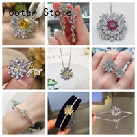 2025 New Trend Party Fine Jewelry Sets Charm Yellow Pink Flower Pendant Original Necklace Fashion Women's Bracelet Earrings Ring
