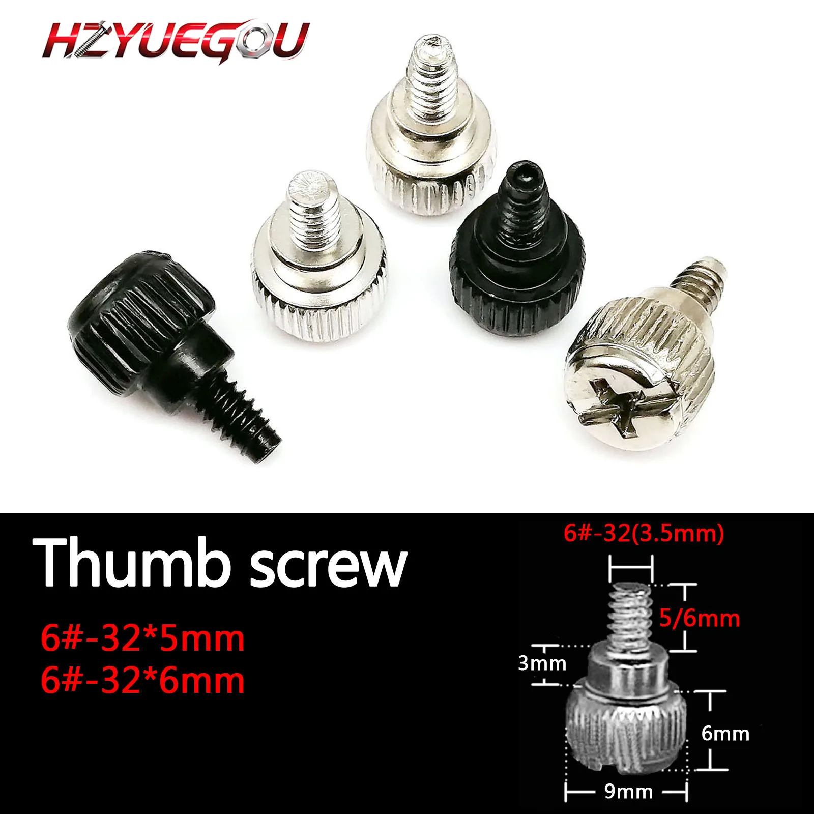 HZYUEGOU 25 Stück Stahl Schlitz- und Kreuzschlitzschraubendreher 6 # -32x5mm 6 # -32x6mm Handfestziehbarer Daumenschraubenschlüssel für PC-Computergehäuseabdeckung DIY A
