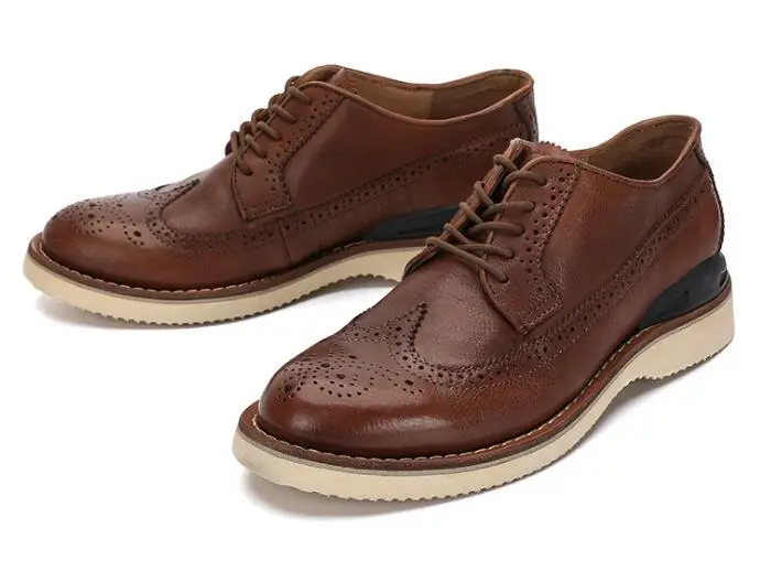 

Handmade American style Short Shoes Genuine leather Round toe Carved men's Shoes retro Lace up Martin shoes