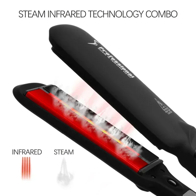 Steam Straightener Infrared Non Damaging Straight Hair Clip Multifunctional Widened Straight Clip Hair Styling Tool Hair Brush 3