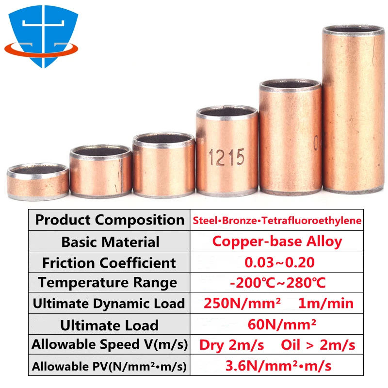3-22mm SF-1 Oil-Free Composite Bearing Copper Sleeve Lubrication Wear-Resisting Bushing 10/5pcs