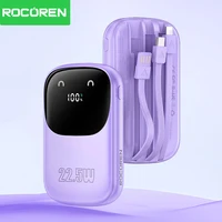 Rocoren 22.5W Fast Charging Power Bank With 3 Cable Mobile External Portable Battery Charger powerbank For iPhone Samsung Xiaomi 1