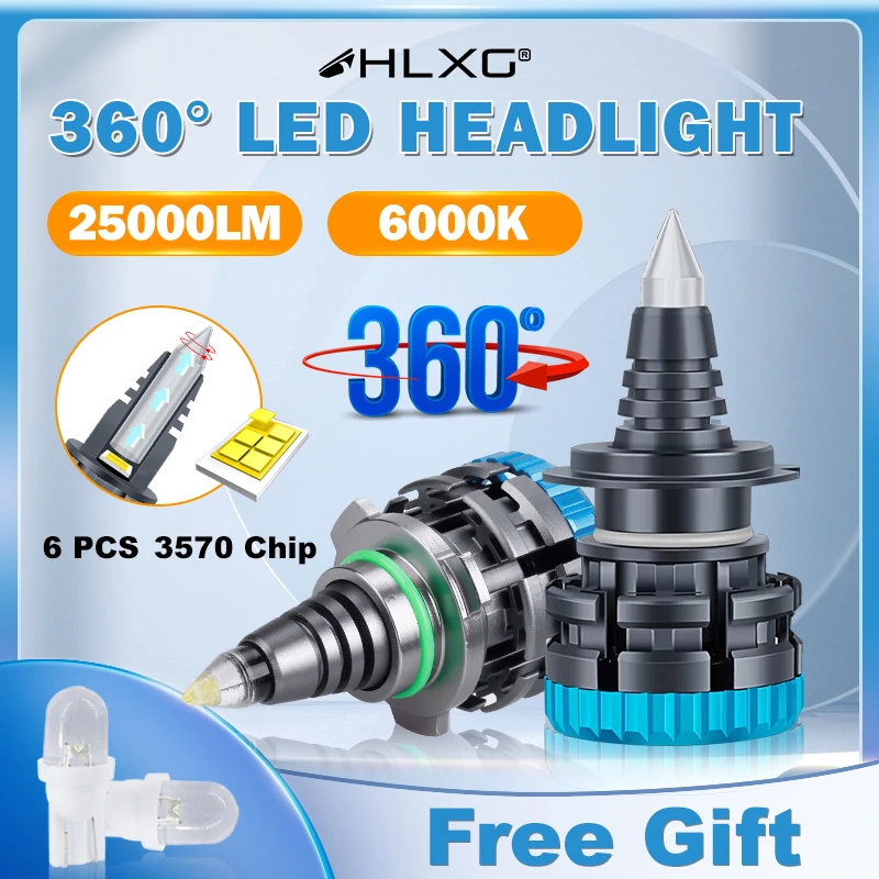 360 Led Quartz Tube Turbo H7 Led Headlight Bulbs 9012 9005 9006 Hb3 Hb4