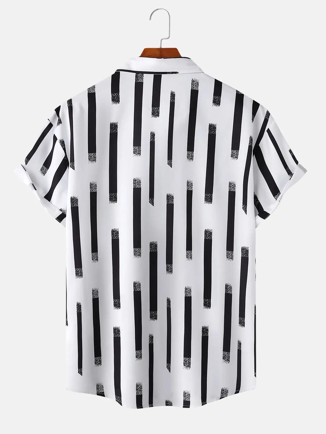 2024 New Hawaiian Men's Shirt Summer Short Sleeve Printed Thin Beach Striped Casual 2